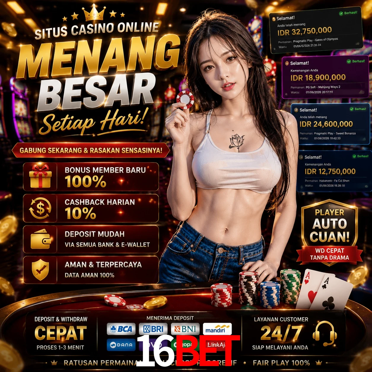 16bet slots no app